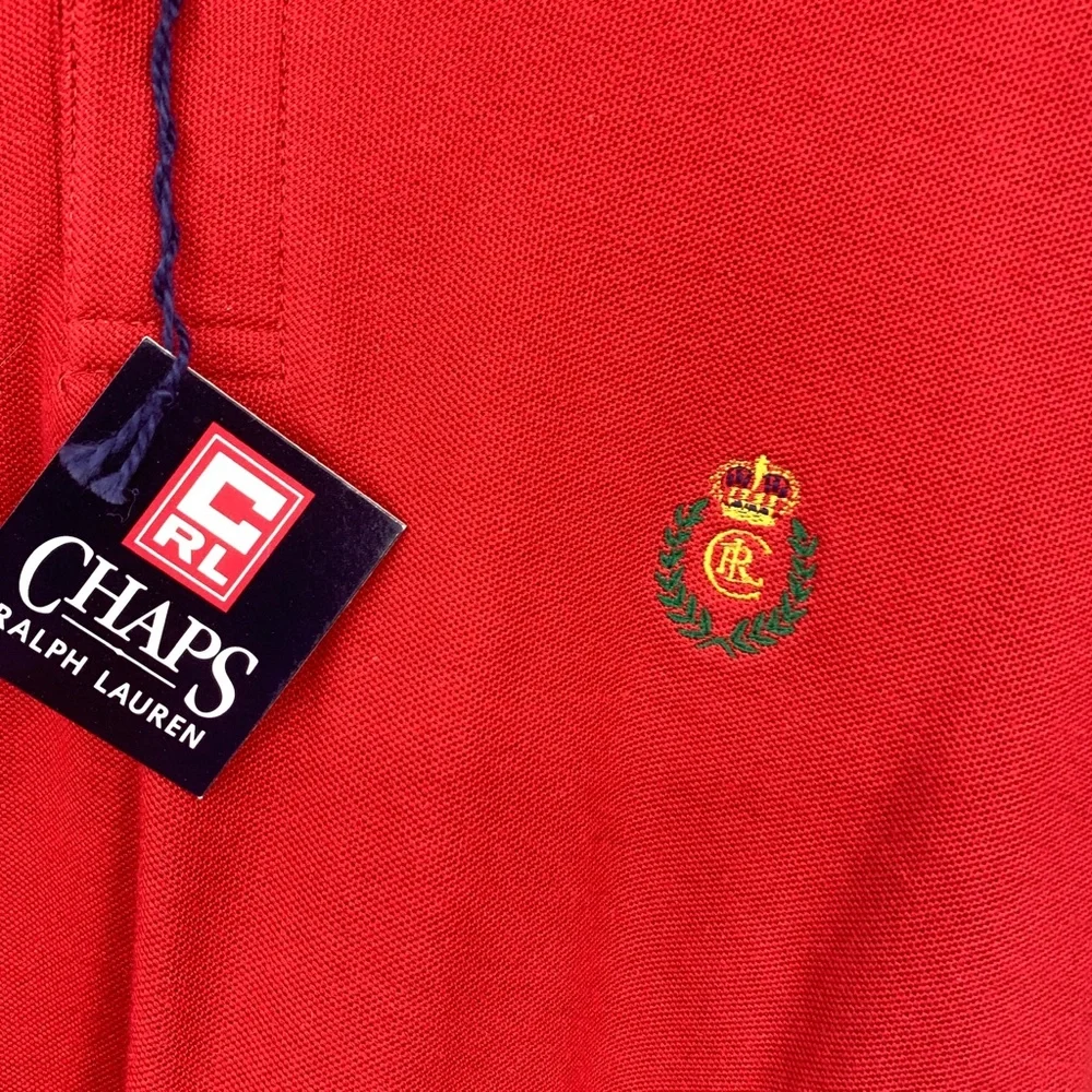 Vintage Chaps Ralph Lauren mens small polo crest red short sleeve Y2K preppy NEW
